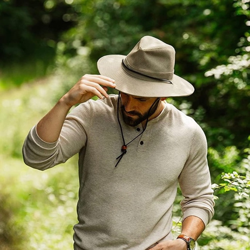 Dorfman Pacific Mens brushed twill and mesh safari hat